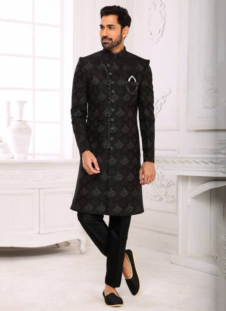 Black Colour Party Wear Mens Indo Western Collection 1143
